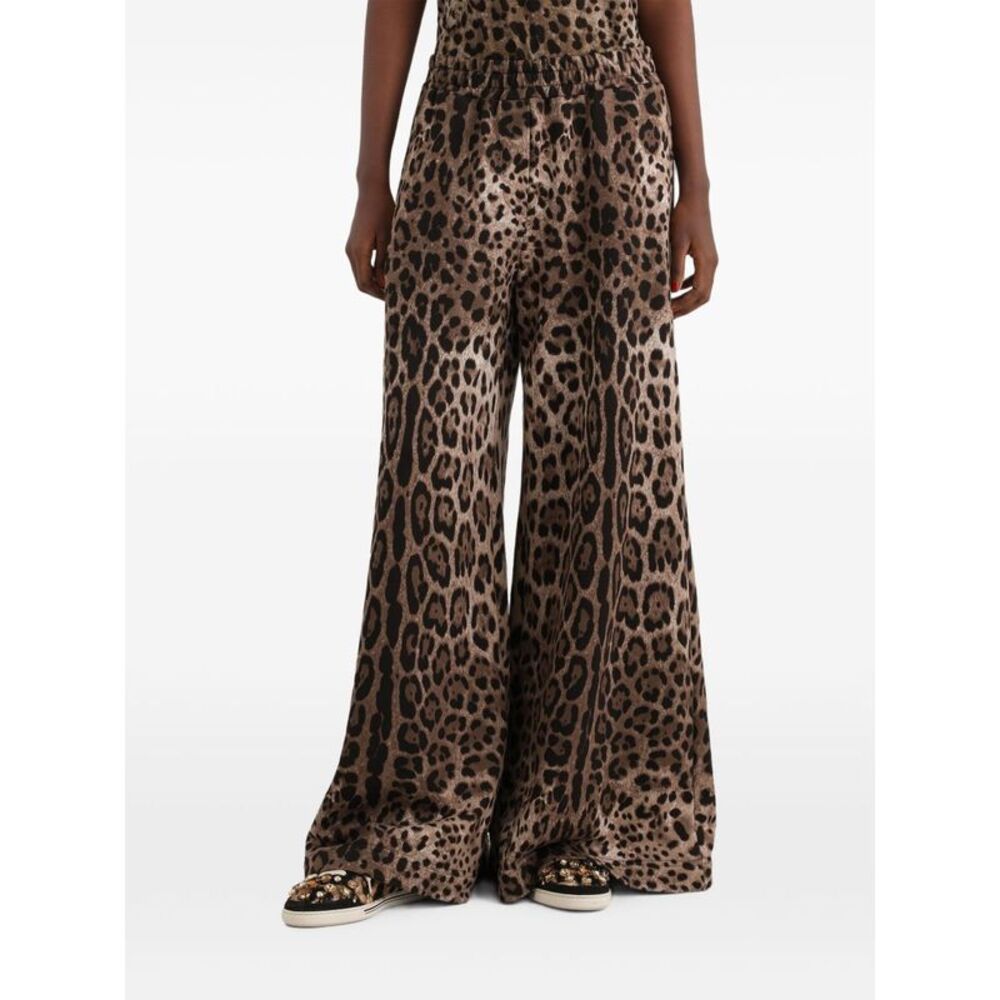 Dolce & Gabbana Women Leopard Print Cotton Trousers